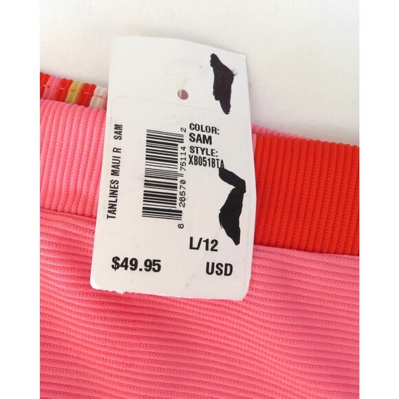 New BILLABONG Tan Lines Maui Rider Bikini Bottom Pink/Red Women's Sz L (12) - Picture 5 of 6